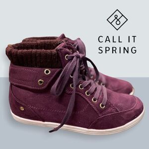 Call It Spring Deep Purple Suede Hi Top Sneakers 7